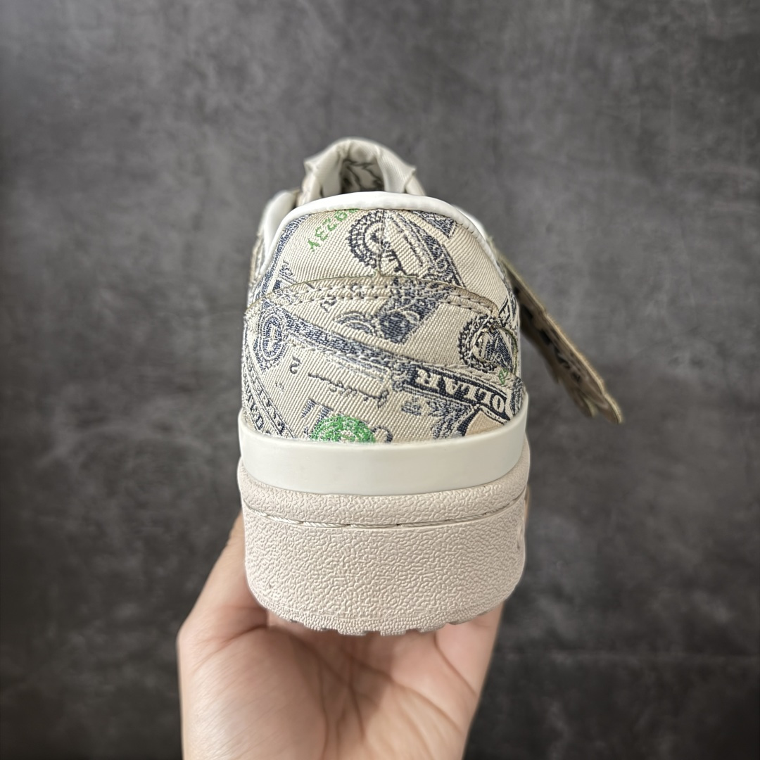 图片[4]-【公司级】Jeremy Scott x adidas originals FORUM 满印纸钞 耐磨轻便 低帮 板鞋 男女同款 米绿色 尺码：36-45-选品中心