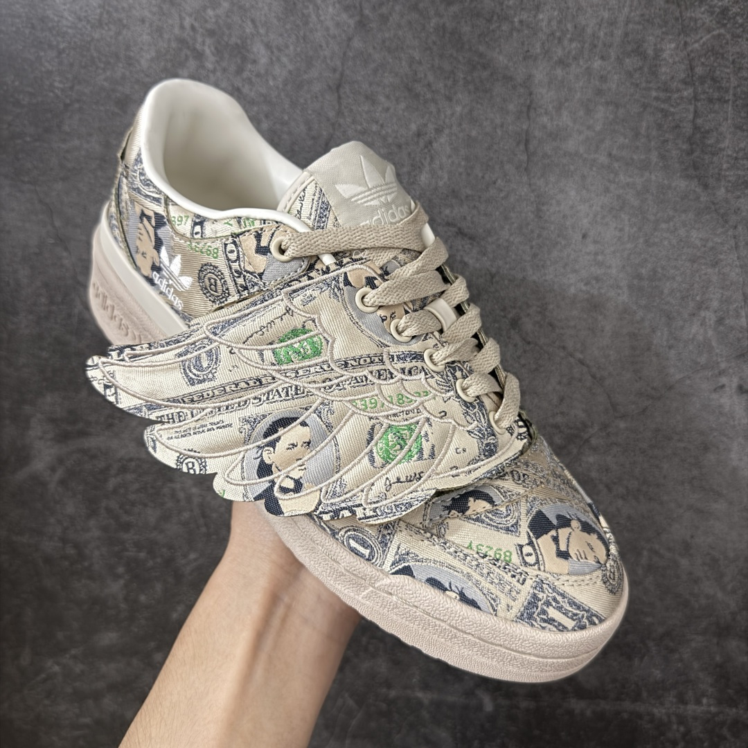 图片[3]-【公司级】Jeremy Scott x adidas originals FORUM 满印纸钞 耐磨轻便 低帮 板鞋 男女同款 米绿色 尺码：36-45-选品中心