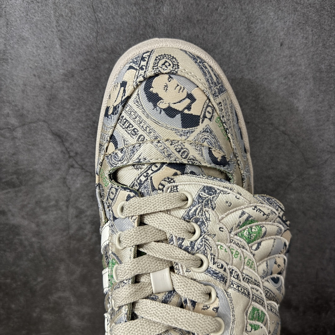 图片[5]-【公司级】Jeremy Scott x adidas originals FORUM 满印纸钞 耐磨轻便 低帮 板鞋 男女同款 米绿色 尺码：36-45-选品中心