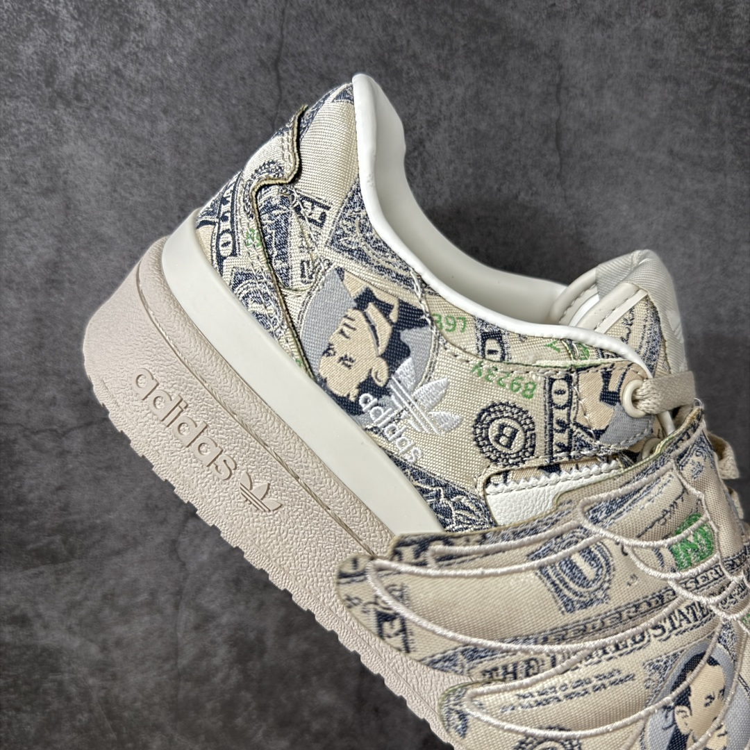 图片[7]-【公司级】Jeremy Scott x adidas originals FORUM 满印纸钞 耐磨轻便 低帮 板鞋 男女同款 米绿色 尺码：36-45-选品中心