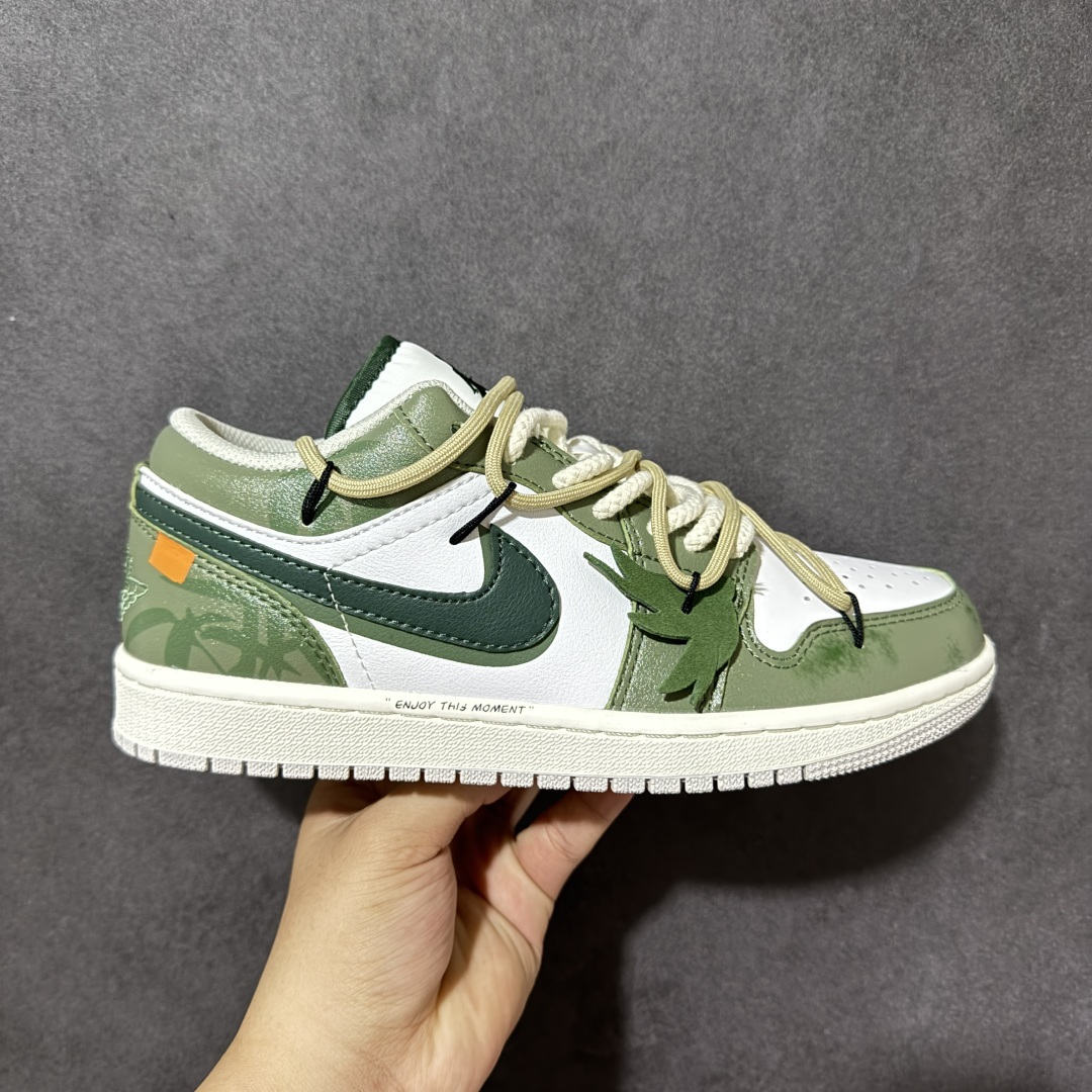 【定制版】Jordan Air Jordan 1 清竹林 国风礼盒 舒适百搭 潮流通勤 耐磨透气 低帮 复古篮球鞋 绿 货号：FQ7687-300(TeamA-青竹林) 尺码：36-46-选品中心
