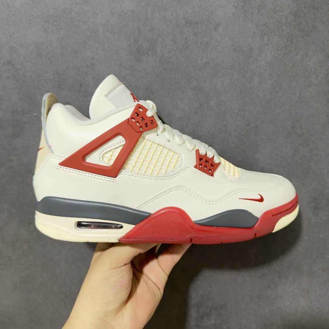 【KZ神版】Nigel Sylvester x Jordan Air Jordan AJ4 联名白砖红 IQ8055-100 原楦原纸板同源开发 完美呈现乔4的版型 内侧正确双色网格 还原细节 正确气垫颜色 正确网格工艺 正确拉帮工艺 全鞋原装材料制作 原档案原模具打造 尺码：40-48.5-选品中心