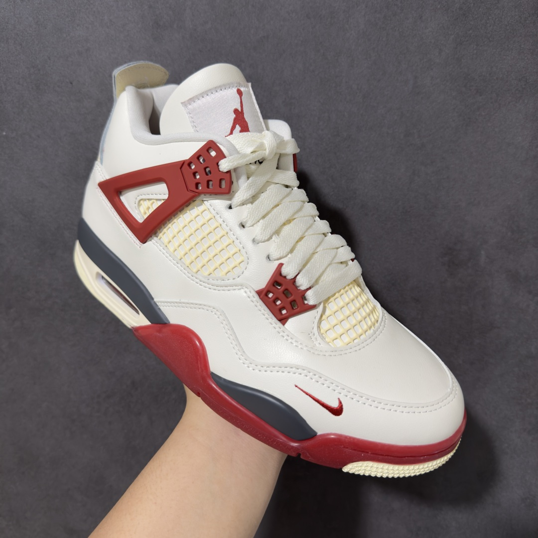 图片[3]-【KZ神版】Nigel Sylvester x Jordan Air Jordan AJ4 联名白砖红 IQ8055-100 原楦原纸板同源开发 完美呈现乔4的版型 内侧正确双色网格 还原细节 正确气垫颜色 正确网格工艺 正确拉帮工艺 全鞋原装材料制作 原档案原模具打造 尺码：40-48.5-选品中心