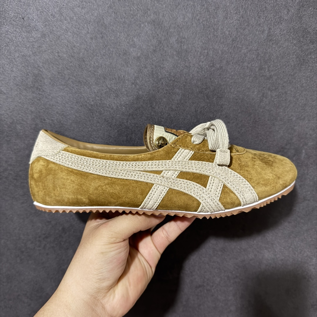 【公司级】VERSACE × Onitsuka Tiger 范思哲 联名款 Tai-Chi Sakura 牛皮革绒面革 系带圆头平底 低帮 生活休闲鞋 棕色 货号：1024594 尺码：36-45 带半码-选品中心