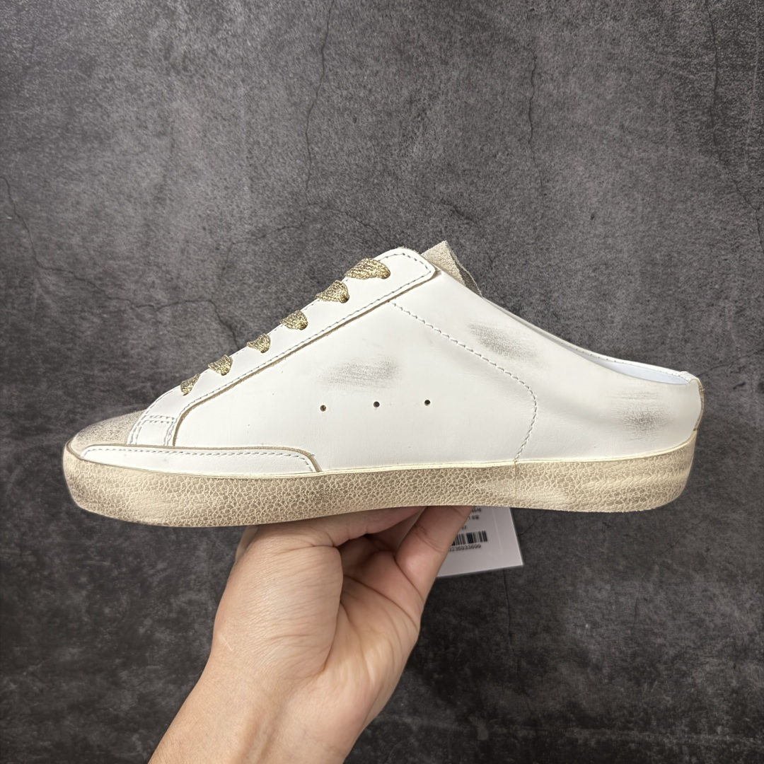 图片[2]-【纯原版】Golden Goose Super-Star Sabot 包头半拖鞋 小脏鞋 GGDB Golden Goose Super Star系列小脏运动鞋 25ss官方新款 火爆全网各路明星纷纷上脚，头层牛皮小脏鞋，顶级品质 全部细节官网同步 完美精细做工，全手工打磨做旧，自带3厘米内增高，巴黎时装周出镜率最高的小脏鞋。2025sGolden Goose 官网同步上新，舒服不磨脚！ 尺码：35 36 37 38 39-选品中心