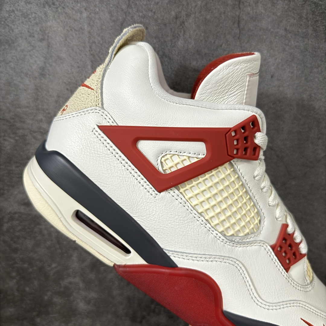 图片[7]-【LW纯原版】 Air Jordan × Nigel Sylvester Air Jordan AJ4 联名\”Brick After Brick\” 白红 白砖 货号：IQ8055-100 第一梯队最新批次 细节多次校对改良 接近完美 细节达到可过鉴定标准 耗时半年巨作 全套原纸板楦头开发 原厂特供皮料加持 确保原汁原味 完美呈现四代版型 一比一鞋头弧度高度鞋身弧度 数据细节工艺流程均保持原鞋一致 原厂TPU网格鞋带扣 正确内里网布 菱角分明不变形无多余毛边 柔软性质感一致于原鞋 原厂织唛标 原厂飞人电绣工艺 尾指中部跳三针 独家绑鞋带手法 印刷中底布 四线拉帮 米色美纹纸贴合固定 进口港宝加持 后跟自然饱满 全鞋荧光划线卡点 追求极致完美 每一双都是工艺品 多重QC质检 超越公司货的品控标准 实实在在的免检产品 尺码：40-48.5-选品中心