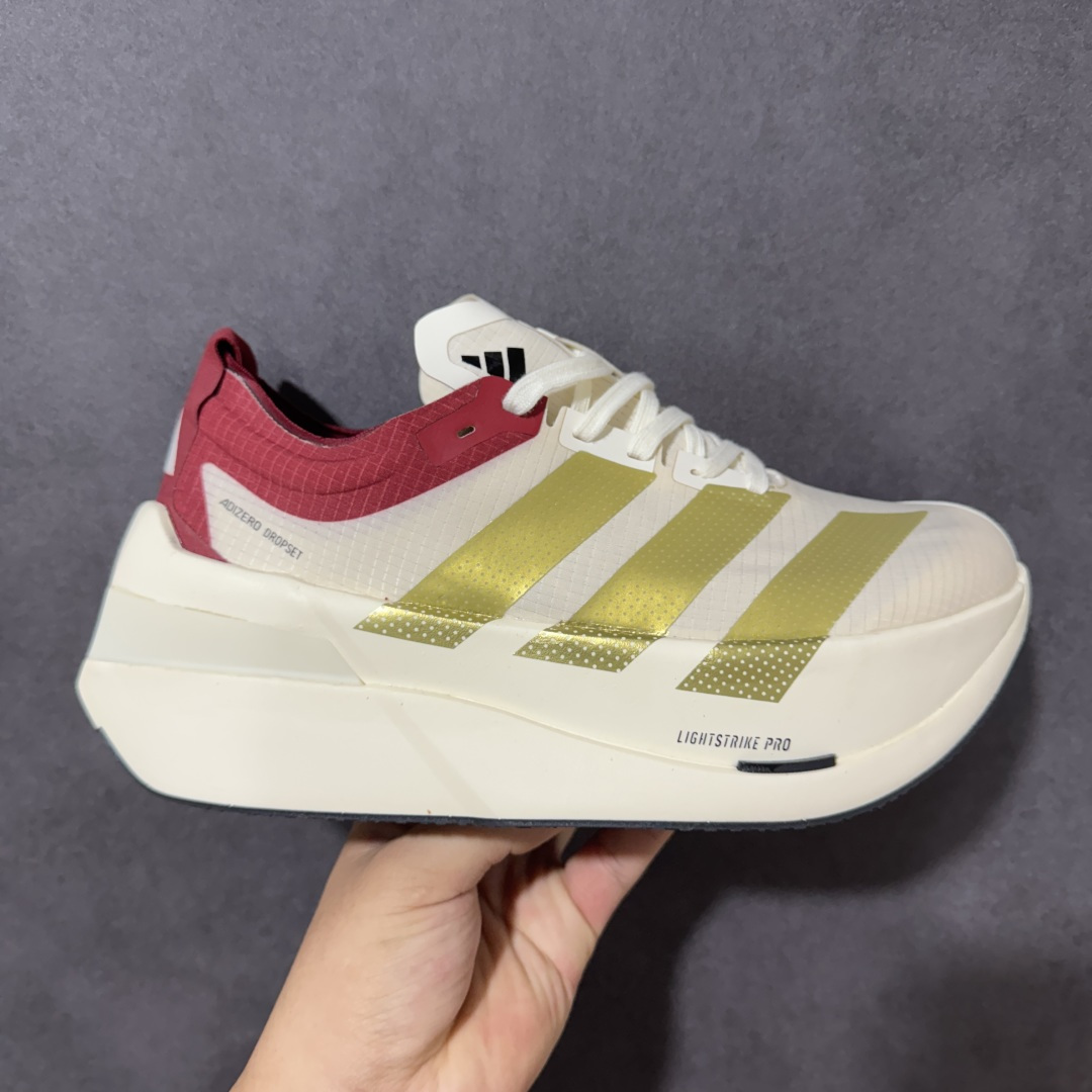 【公司级】Adidas Adizero Dropset Elite 阿迪达斯 舒适贴合 Hyrox 马拉松训练跑步鞋 整体采用前作的设计语言 并且对后者的细节进行升级 马拉松和长距离路跑的性能极限设计而生 货号：LA6216 尺码：40-45-选品中心