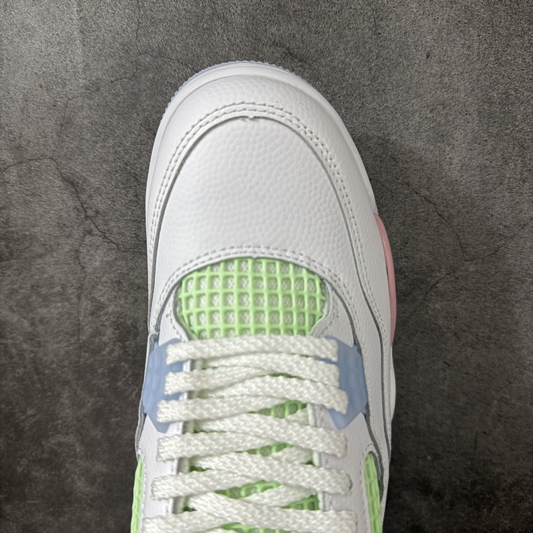 图片[5]-【DF版】Air Jordan 4 Retro Valentine\’s Day AJ4情人节 白绿粉 IB7068-100 原厂独立模具开发 纯正4代正确鞋型 原厂定制头层压纹皮料 原厂鞋楦打造市面最高工艺 内置原厂气垫 立体高频 四线中底拉帮 鞋垫背胶 网格大小 后置立体LOGO等可对比公司货 货号：IB7068 100 尺码：36 36.5 37.5 38 38.5 39 40 40.5 41 42 42.5 43-选品中心