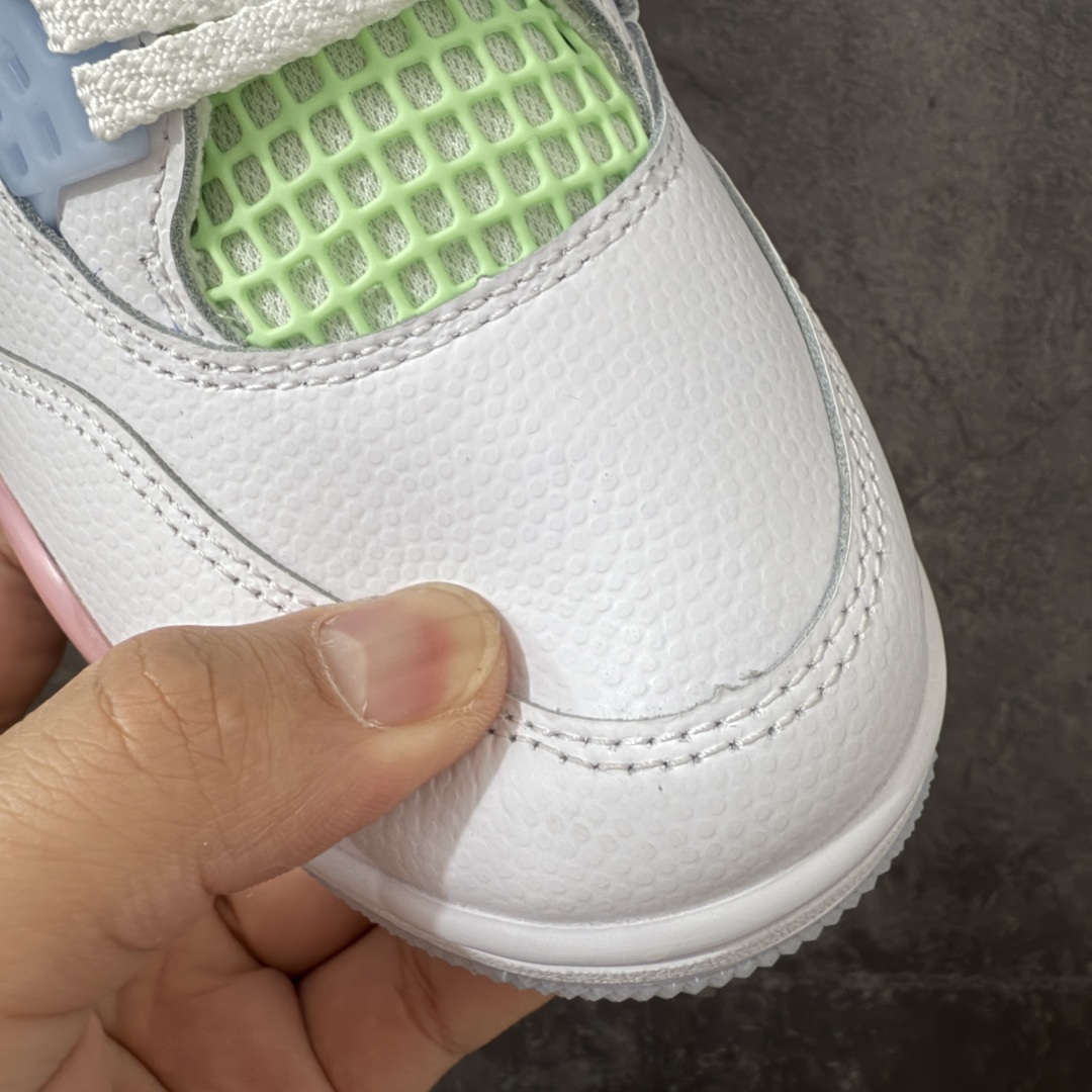 图片[5]-【DF版】Air Jordan 4 Retro Valentine\’s Day AJ4情人节 白绿粉 IB7068-100 原厂独立模具开发 纯正4代正确鞋型 原厂定制头层压纹皮料 原厂鞋楦打造市面最高工艺 内置原厂气垫 立体高频 四线中底拉帮 鞋垫背胶 网格大小 后置立体LOGO等可对比公司货 货号：IB7068 100 尺码：36 36.5 37.5 38 38.5 39 40 40.5 41 42 42.5 43-选品中心