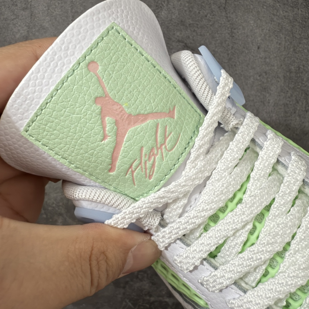 图片[6]-【DF版】Air Jordan 4 Retro Valentine\’s Day AJ4情人节 白绿粉 IB7068-100 原厂独立模具开发 纯正4代正确鞋型 原厂定制头层压纹皮料 原厂鞋楦打造市面最高工艺 内置原厂气垫 立体高频 四线中底拉帮 鞋垫背胶 网格大小 后置立体LOGO等可对比公司货 货号：IB7068 100 尺码：36 36.5 37.5 38 38.5 39 40 40.5 41 42 42.5 43-选品中心