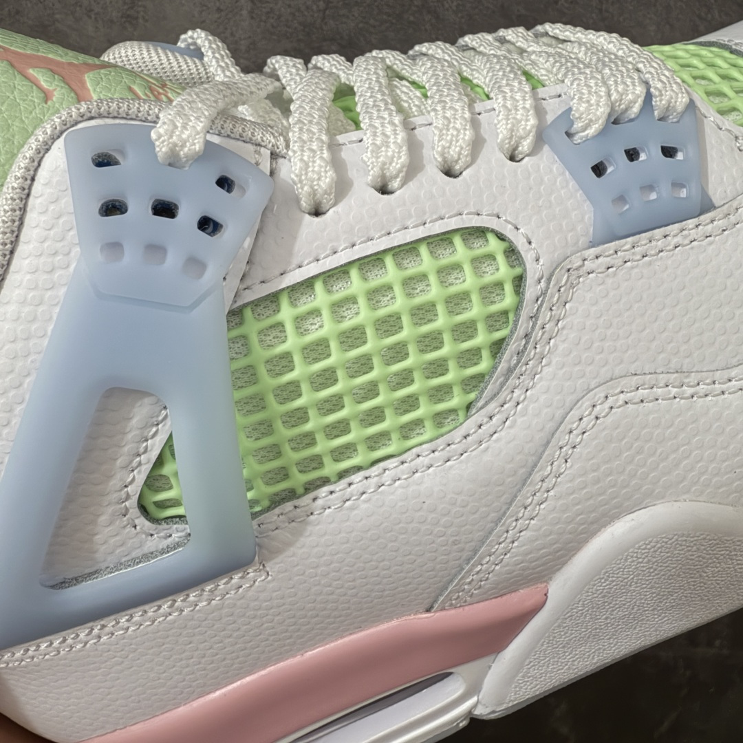 图片[4]-【DF版】Air Jordan 4 Retro Valentine\’s Day AJ4情人节 白绿粉 IB7068-100 原厂独立模具开发 纯正4代正确鞋型 原厂定制头层压纹皮料 原厂鞋楦打造市面最高工艺 内置原厂气垫 立体高频 四线中底拉帮 鞋垫背胶 网格大小 后置立体LOGO等可对比公司货 货号：IB7068 100 尺码：36 36.5 37.5 38 38.5 39 40 40.5 41 42 42.5 43-选品中心
