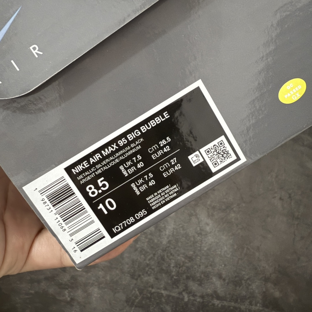 图片[11]-【GX纯原】Palace x Nike Air Max 95 big rubble 联名款 黑银 货号：IQ7708-095 外贸顶级专供 区别先行版 全部配色原鞋原尺码开发生产 极致还原 全部原厂材料一比一打造 一眼ZP既视感 欢迎对比市场版本 尺码：40 40.5 41 42 42.5 43 44 44.5 45 46 46.5 47.5 48 48.5-选品中心