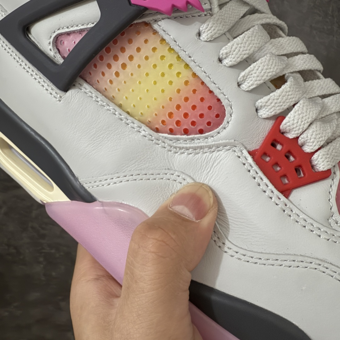 图片[4]-【原厂版】Jordan Air Jordan 4 Retro Comic 舒适贴合 支撑 复古篮球鞋 男款 AJ4白黑粉 货号JA1135-100 全新升级改良 原鞋原楦原纸板同源开发 完美呈现乔4的版型 内侧正确双色网格 还原细节 原厂皮料 正确气垫颜色 正确网格工艺 正确拉帮工艺 全鞋原装材料制作 原档案原模具打造 支持全方位与正品对比 尺码：40-47.5-选品中心