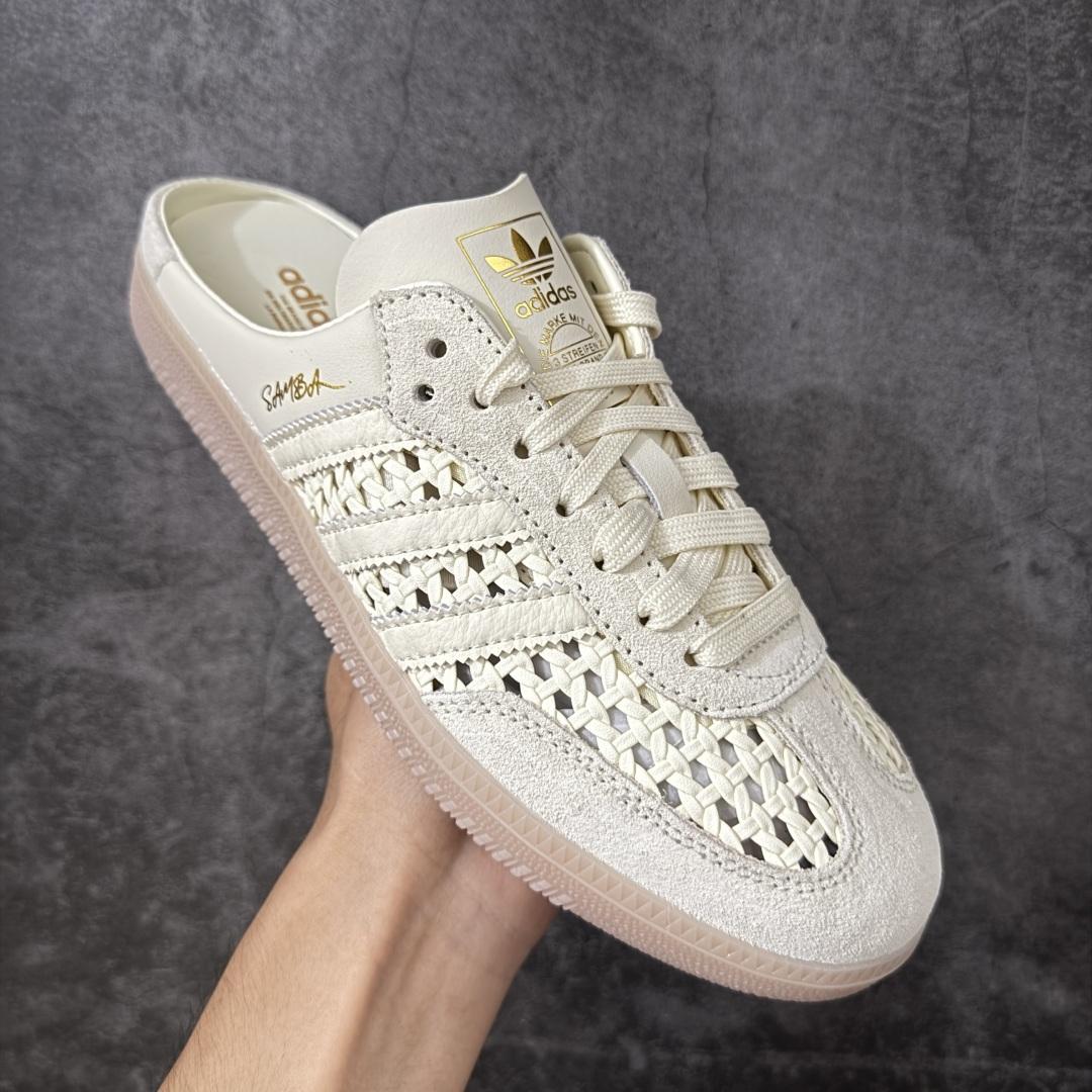 图片[3]-【Top纯原】桑巴德训拖鞋一脚蹬 adidas originals Samba OG MULE 包头拖鞋 KH7719 浅米色 口碑大厂出品 品控大底版型不断改良更新 全套原纸板楦头开发 确保原汁原味 完美呈现桑巴版型 一比一鞋头弧度高度鞋身弧度 原厂头层皮料 细节品控鞋型随意对比 正确烫金高频细节 独家私模橡胶大底 原盒原配 尺码：36 36.5 37.5 38 38.5 39 40 40.5 41 42 42.5 43 44 44.5 45-选品中心