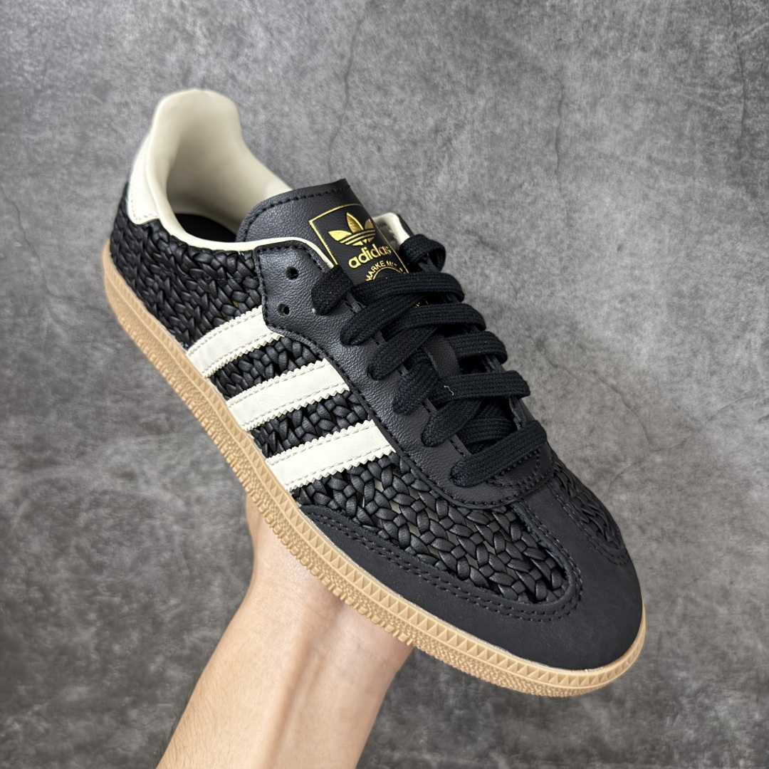 图片[3]-【渠道纯原】adidas originals Samba 贴合舒适 德训鞋 男女同款 黑白色 HQ9282 口碑大厂出品 品控大底版型不断改良更新 全套原纸板楦头开发 确保原汁原味 完美呈现桑巴版型 一比一鞋头弧度高度鞋身弧度 原厂头层皮料 东莞正确编织面 区别通货 细节品控鞋型随意对比 正确烫金高频细节 独家私模橡胶大底 原盒原配 尺码：35.5 36 36.5 37.5 38 38.5 39 40 40.5 41 42 42.5 43 44 44.5 45-选品中心