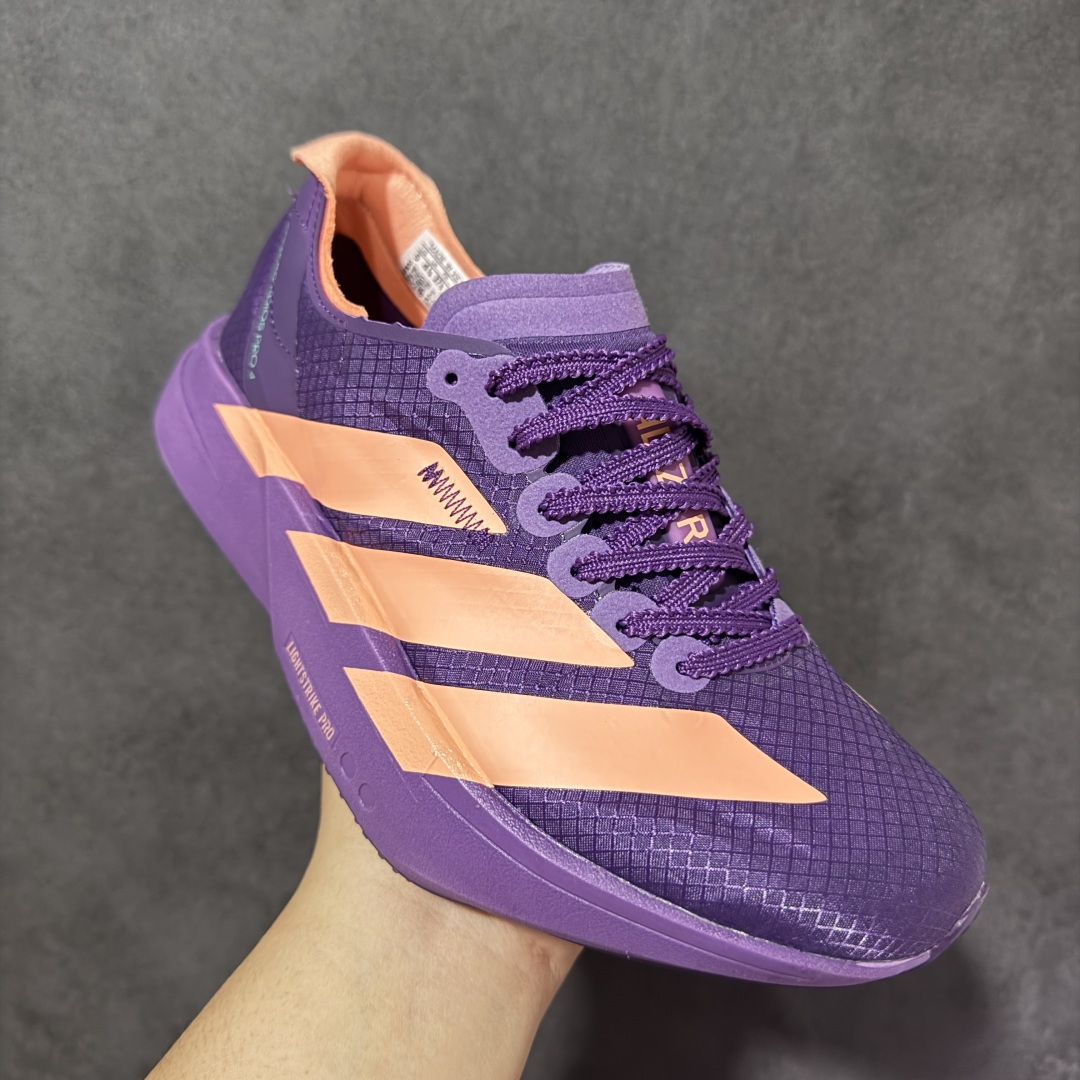 图片[3]-【公司级】ADIZERO ADIOS PRO 4 M 阿迪超轻透气缓震跑鞋   整体外观造型与adiZero Adios Pro EVO 1非常相似 中底配置方面搭载全掌Lightstrike Pro 鞋面采用透气网面示人 契合日常训练鞋的定位 更加耐用 外底给到了马牌橡胶 及上代竞速旗舰adidas Adizero Adios Pro 3区域分布 货号： JR1288 尺码：36-45-选品中心