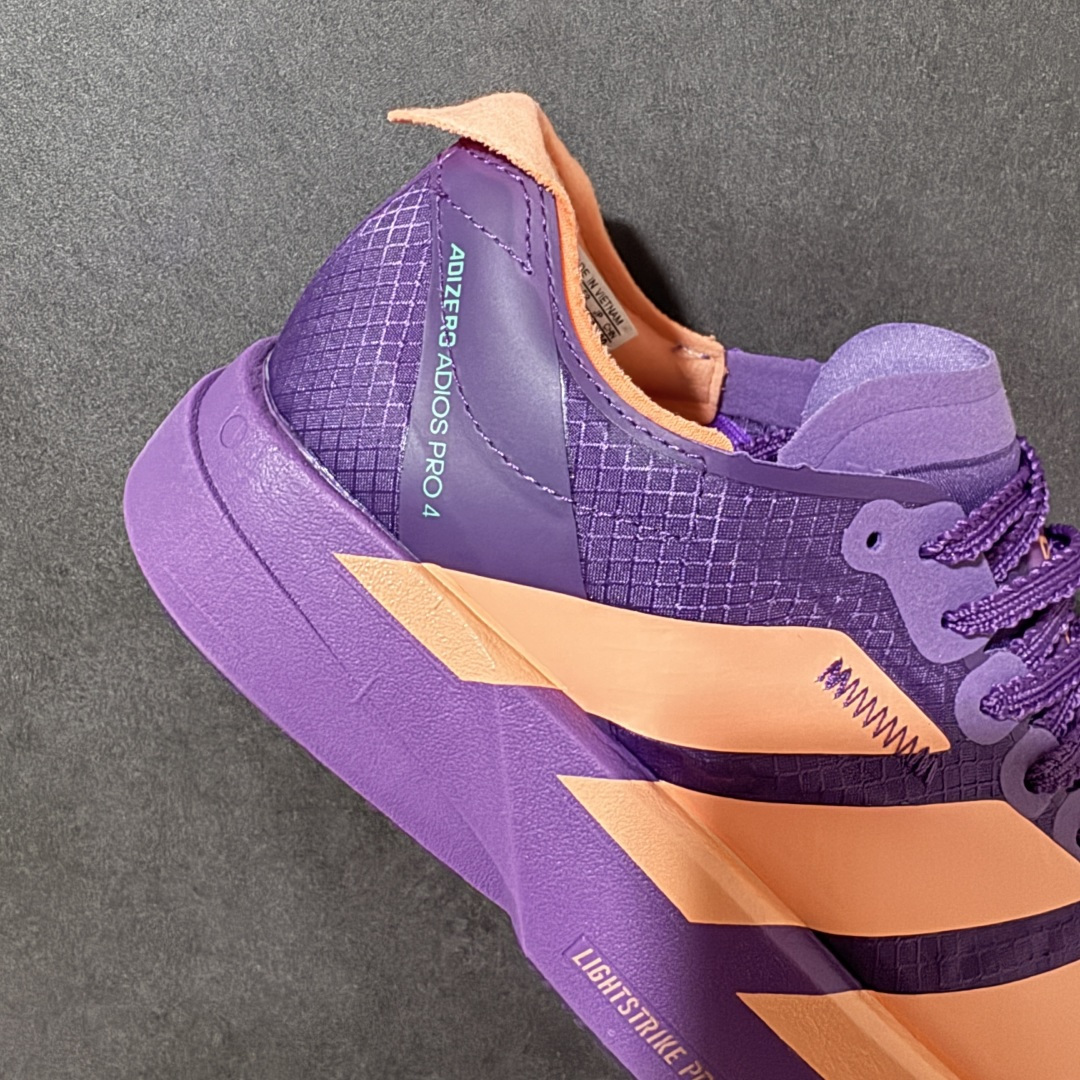 图片[7]-【公司级】ADIZERO ADIOS PRO 4 M 阿迪超轻透气缓震跑鞋   整体外观造型与adiZero Adios Pro EVO 1非常相似 中底配置方面搭载全掌Lightstrike Pro 鞋面采用透气网面示人 契合日常训练鞋的定位 更加耐用 外底给到了马牌橡胶 及上代竞速旗舰adidas Adizero Adios Pro 3区域分布 货号： JR1288 尺码：36-45-选品中心