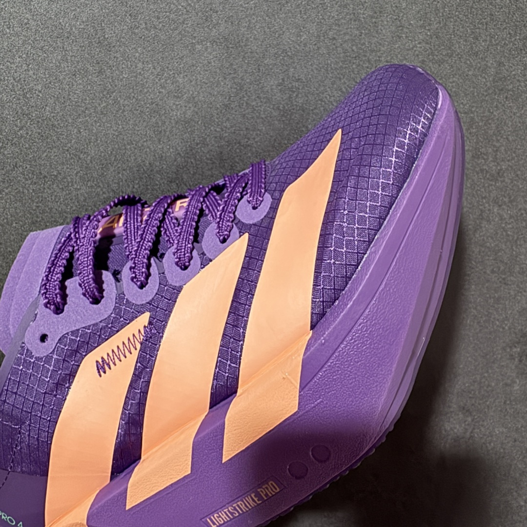 图片[8]-【公司级】ADIZERO ADIOS PRO 4 M 阿迪超轻透气缓震跑鞋   整体外观造型与adiZero Adios Pro EVO 1非常相似 中底配置方面搭载全掌Lightstrike Pro 鞋面采用透气网面示人 契合日常训练鞋的定位 更加耐用 外底给到了马牌橡胶 及上代竞速旗舰adidas Adizero Adios Pro 3区域分布 货号： JR1288 尺码：36-45-选品中心
