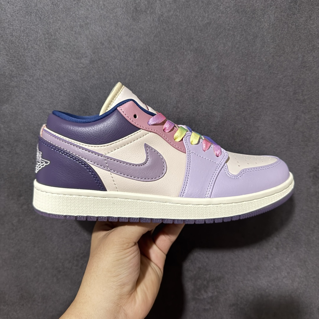 【公司级】Nike Jordan Air Jordan 1 low 皮革 潮流 彩蛋 复活节 减震支撑轻便 低帮 复古篮球鞋 女款 颜色;粉紫色 货号;DZ2768-651 尺码;36-45(带半码)-选品中心