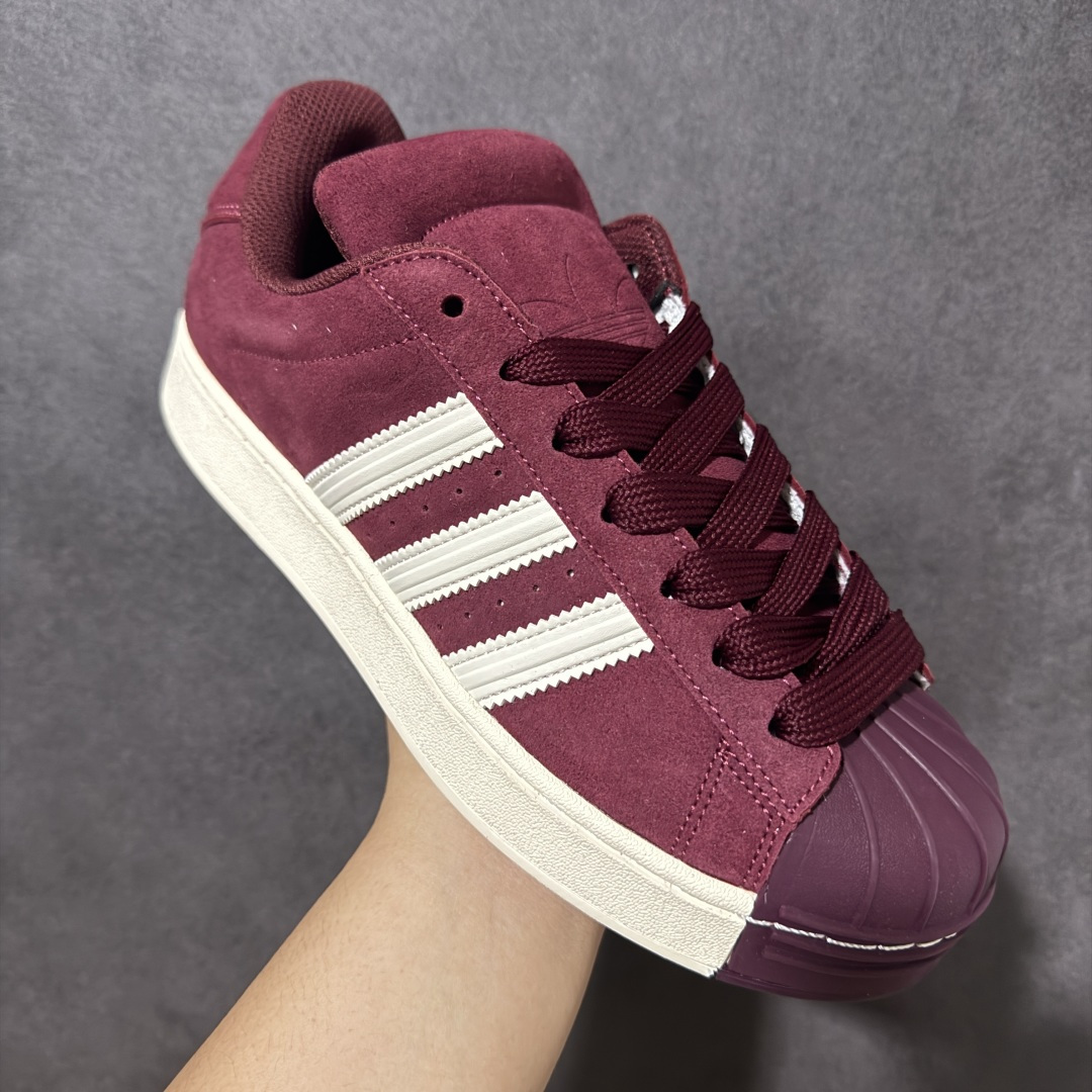 图片[3]-【公司级】Adidas Superstar 2 ST KI3563 贝壳头3.0低帮休闲面包鞋 暗红乳白KI3563  #胖版贝壳头 填充超饱满的面包鞋身 包裹感超棒 标志性贝壳头做了加宽设计 防撞耐造  尺码：35 36 36 36.5 37 38 38.5 39 40 40.5 41 42 42.5 43 44 44.5 45-选品中心
