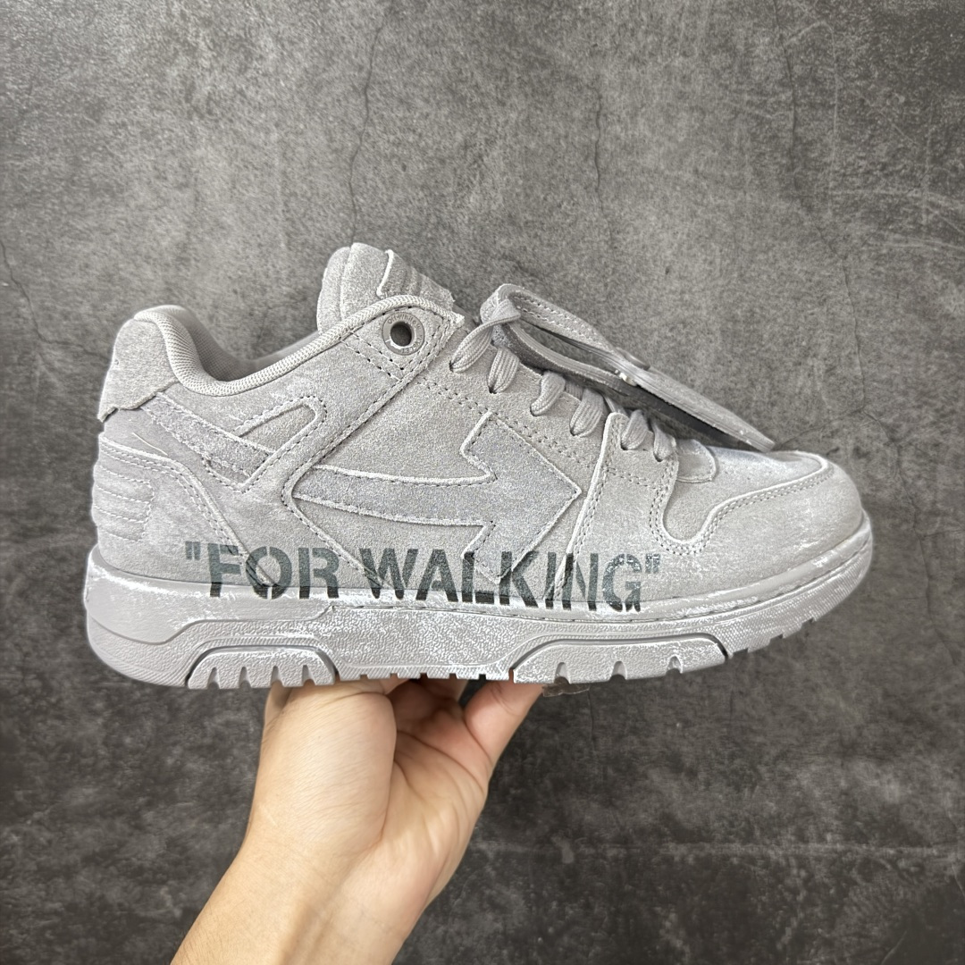 OFF-WHITE Out Of Office OW低帮时尚板鞋 灰麂皮杨幂同款 由经典配色打造 箭头符