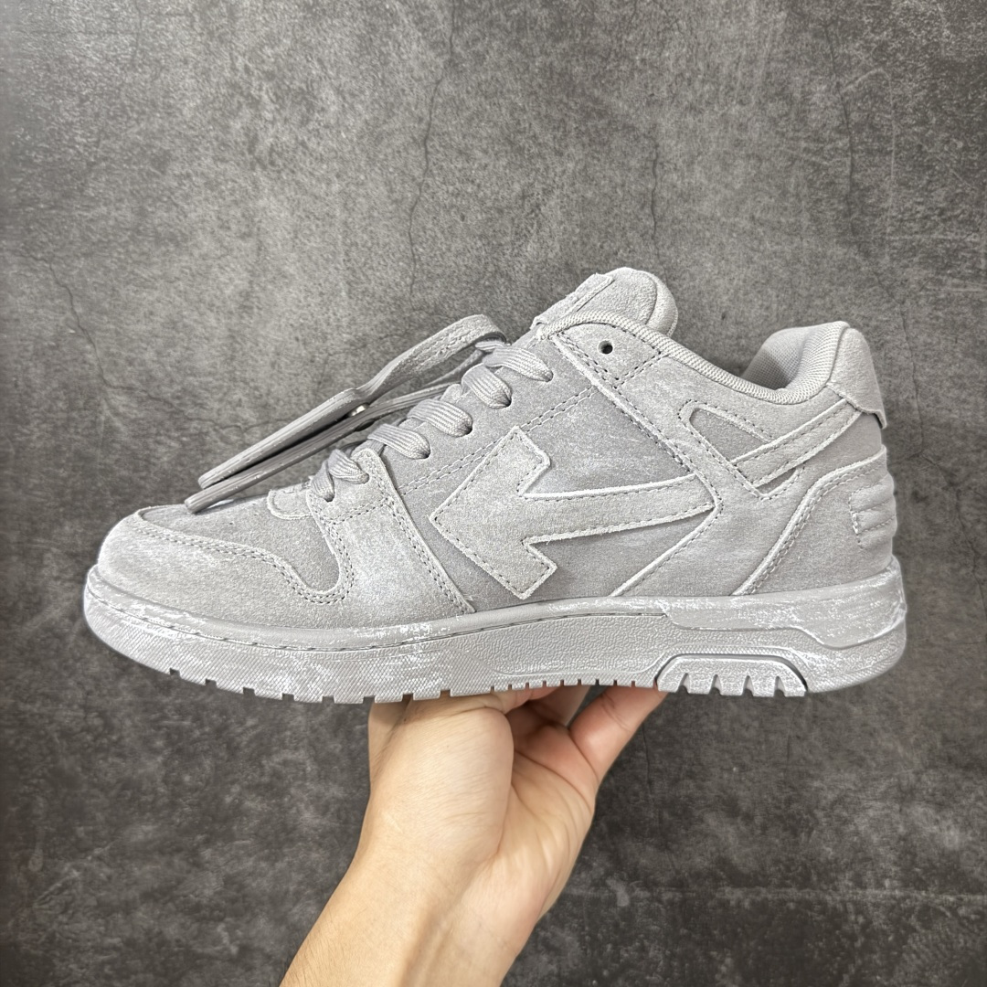 OFF-WHITE Out Of Office OW低帮时尚板鞋 灰麂皮杨幂同款 由经典配色打造 箭头符