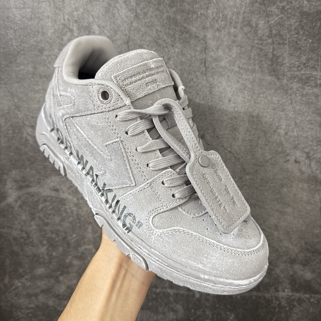OFF-WHITE Out Of Office OW低帮时尚板鞋 灰麂皮杨幂同款 由经典配色打造 箭头符