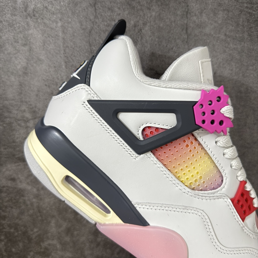 Air Jordan 4 Retro Comic 舒适贴合 支撑 复古篮球鞋 男款 AJ4白黑粉 货号J