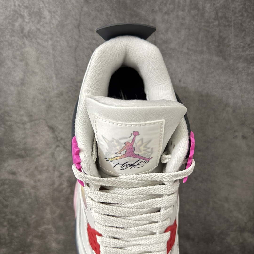 Air Jordan 4 Retro Comic 舒适贴合 支撑 复古篮球鞋 男款 AJ4白黑粉 货号J