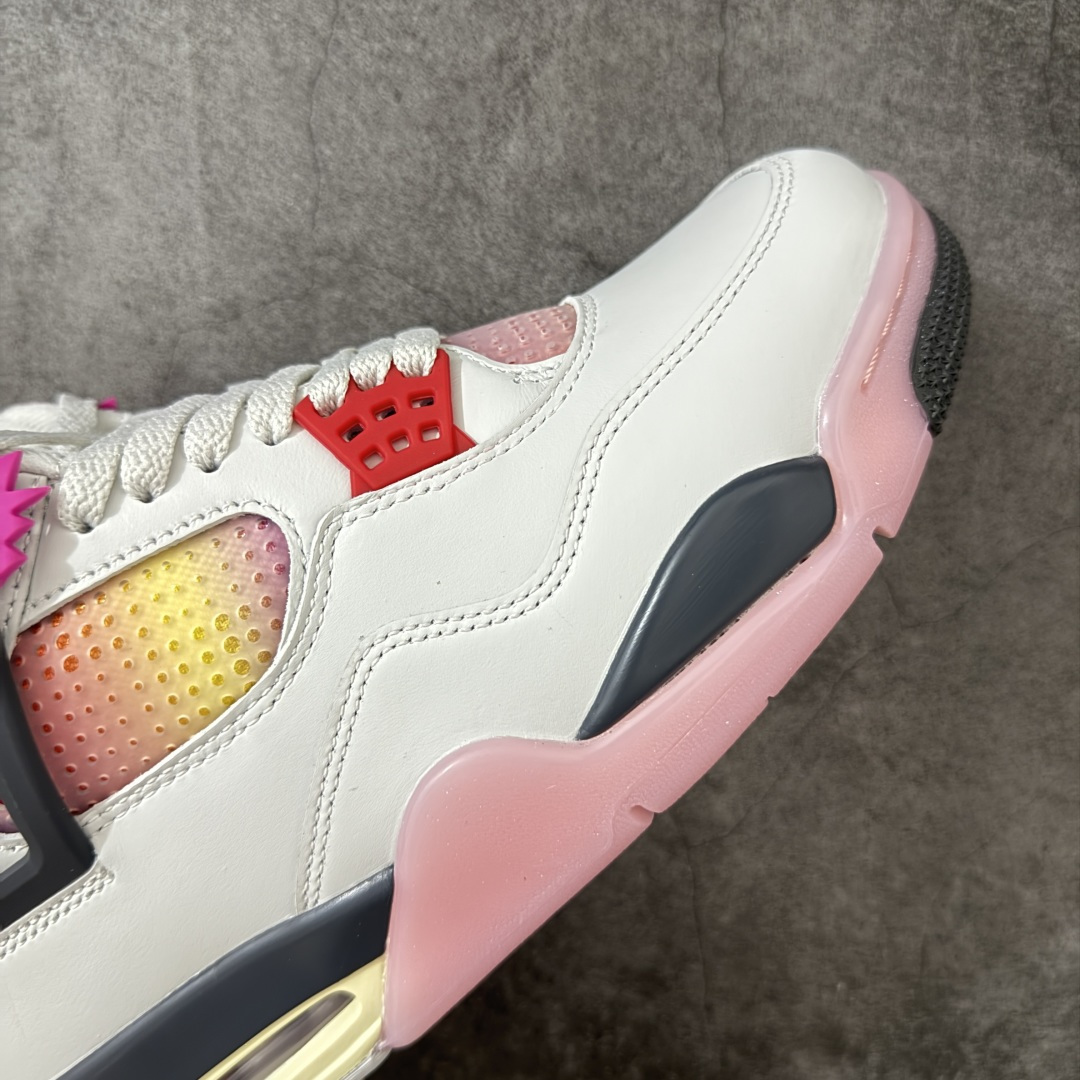 Air Jordan 4 Retro Comic 舒适贴合 支撑 复古篮球鞋 男款 AJ4白黑粉 货号J