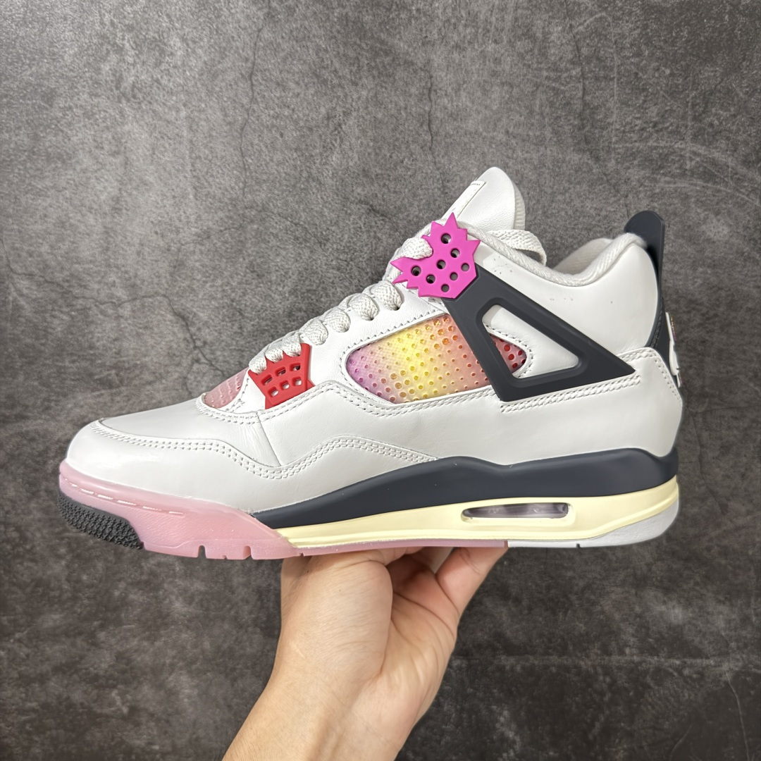Air Jordan 4 Retro Comic 舒适贴合 支撑 复古篮球鞋 男款 AJ4白黑粉 货号J