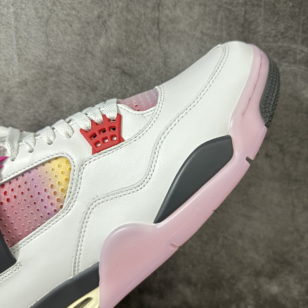 Air Jordan 4 Retro Comic 舒适贴合 支撑 复古篮球鞋 男款 AJ4白黑粉 货号J