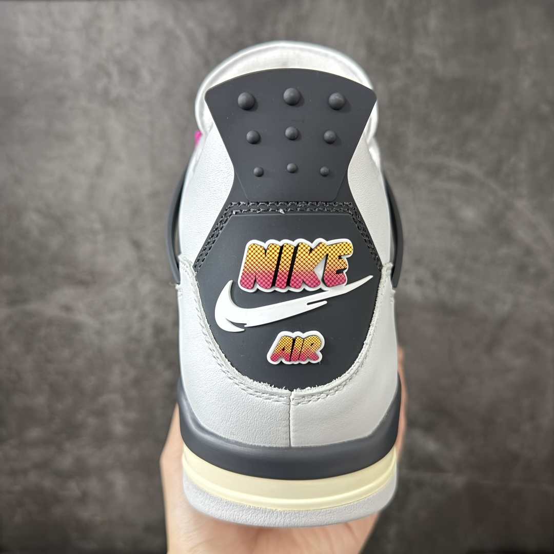 Air Jordan 4 Retro Comic 舒适贴合 支撑 复古篮球鞋 男款 AJ4白黑粉 货号J