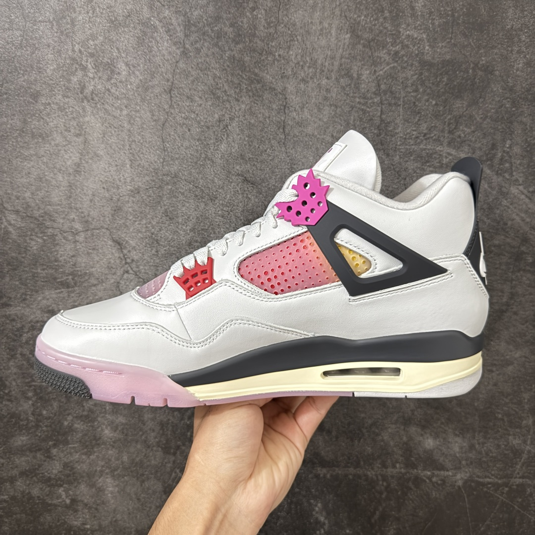 Air Jordan 4 Retro Comic 舒适贴合 支撑 复古篮球鞋 男款 AJ4白黑粉 货号J