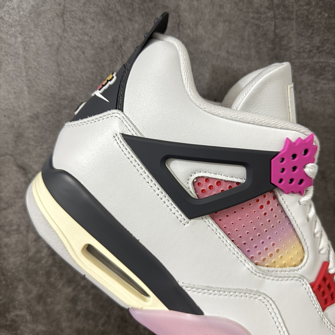 Air Jordan 4 Retro Comic 舒适贴合 支撑 复古篮球鞋 男款 AJ4白黑粉 货号J