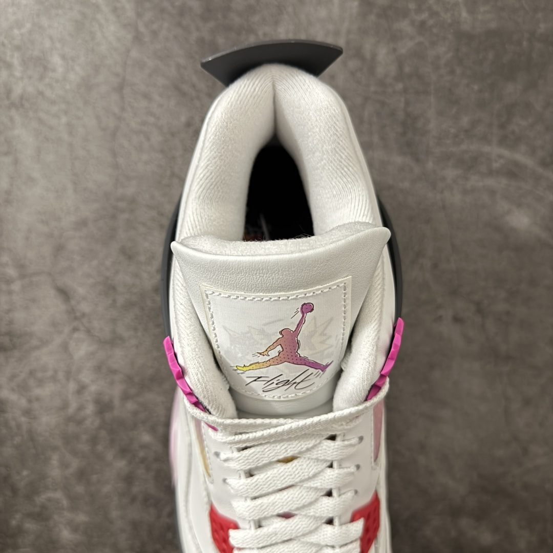 Air Jordan 4 Retro Comic 舒适贴合 支撑 复古篮球鞋 男款 AJ4白黑粉 货号J