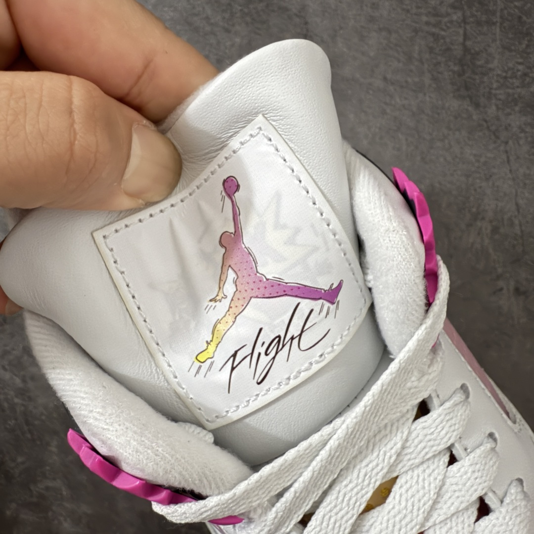 Air Jordan 4 Retro Comic 舒适贴合 支撑 复古篮球鞋 男款 AJ4白黑粉 货号J