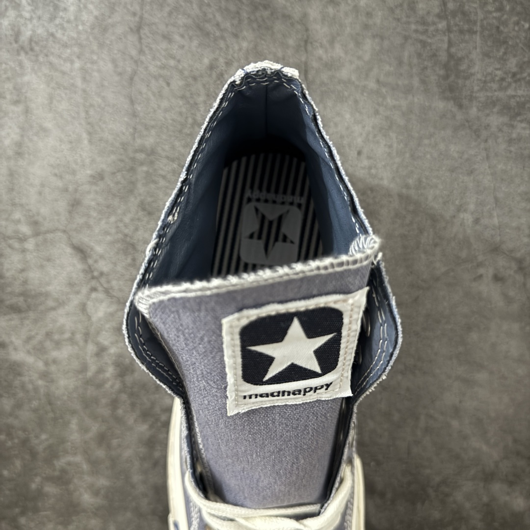 图片[8]-【公司级】Madhappy x Converse Chuck 70 联名 匡威官方 舒适贴合高帮男女同款帆布鞋 Converse 携手洛杉矶服饰品牌Madhappy，将其加州式乐观主义精神与经典设计相结合，推出三款独特配色 Chuck 70 限定联名鞋款。 鞋款采用水洗重磅帆布、做旧包边与翻毛皮后跟构成主要结构层次，并在鞋外侧加入 Madhappy 标志性的麂皮星形标识，鞋舌以编织标签强化品牌识别，内侧搭配毛毡圆标形成对照关系。黑、白与蓝灰三款中性配色覆盖多场景穿着需求，在复古形态上延展更多材料感受。 货号：A19147C 黑色 货号：A19149C 白色 货号：A19148C 灰蓝 尺码：35 36 36.5 37 37.5 38 39 39.5 40 41 41.5 42 42.5 43 44-选品中心