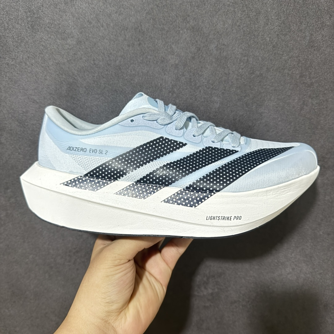 【公司级】AD ADIZERO EVO SL 2 阿迪超轻透气缓震跑鞋 以令人难以置信的138克重量，刷新了跑鞋轻量化的记录，阿迪在材料科学和工艺技术上的深厚积累。 全新鞋款采用Lightweight Upper材料，让穿着者几乎能够体验到一种\”裸足\”的感觉 货号：SL2606 尺码：36-45-选品中心