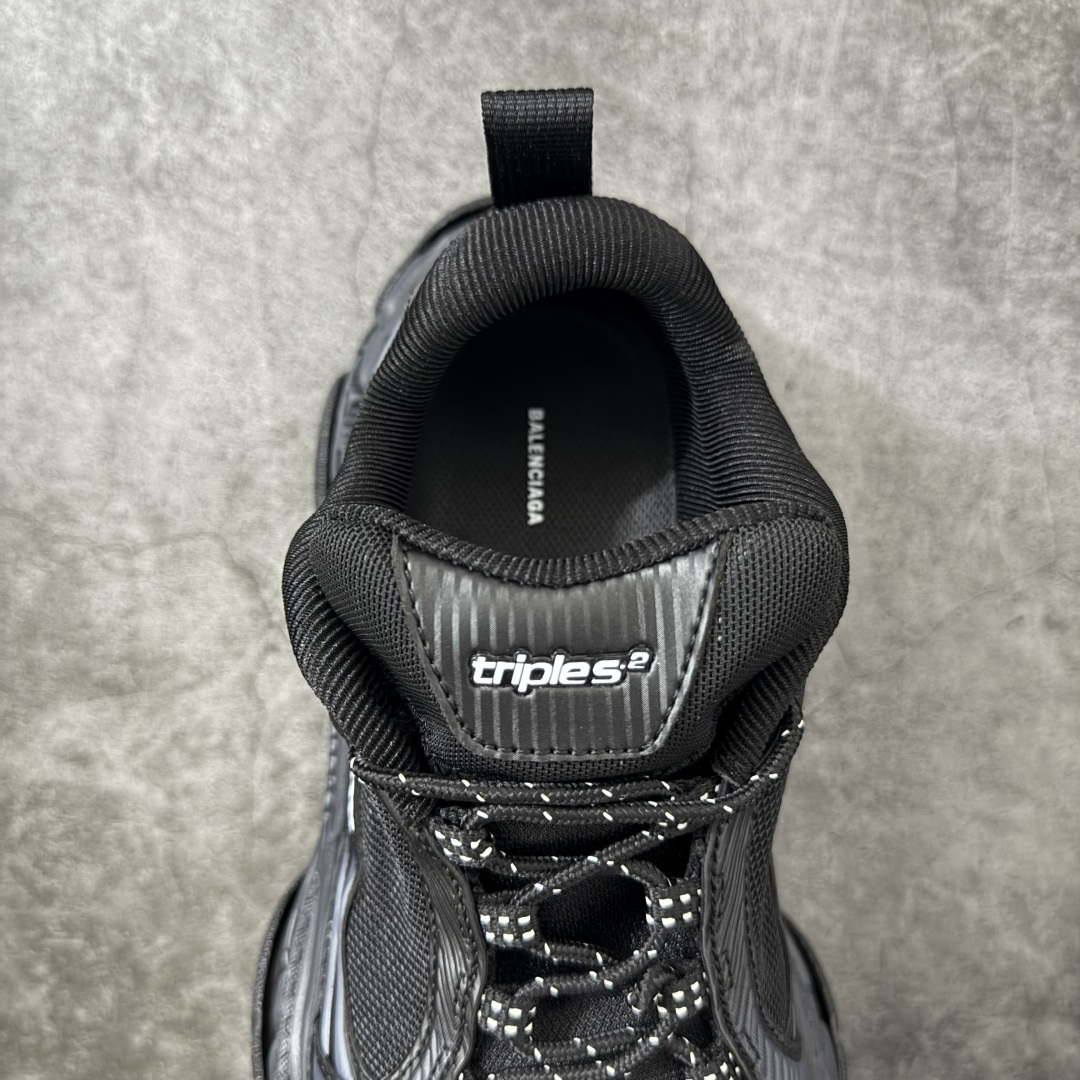 图片[8]-【公司级H版】Balenciaga巴黎世家24代 Triple S .2 黑色 低帮 老爹鞋 市场老牌大厂出品 品质价格无需多言 原鞋原材料打造 一比一细节还原 此款相对之前款式轻质很多 超厚鞋底增高4-5cm 高街风格 货号：865849WTR2G1800 尺码：36-46-选品中心