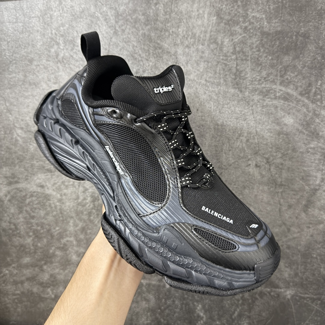 图片[3]-【公司级H版】Balenciaga巴黎世家24代 Triple S .2 黑色 低帮 老爹鞋 市场老牌大厂出品 品质价格无需多言 原鞋原材料打造 一比一细节还原 此款相对之前款式轻质很多 超厚鞋底增高4-5cm 高街风格 货号：865849WTR2G1800 尺码：36-46-选品中心