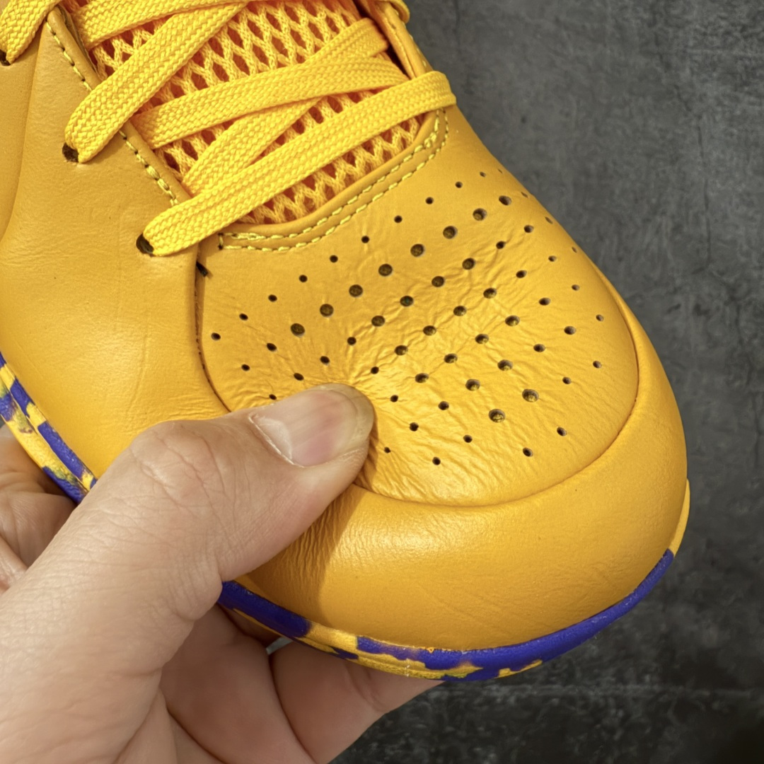 图片[5]-【S2版本】科比4代黄蓝 湖人 Nike Zoom Kobe 4 Protro「Draft Day」Pack盲盒确认款 篮球鞋 货号：IV6585-900 Zoom Turbo气垫➕后掌EVA缓震 实战配置直接拉满 原楦纸板开发 鞋身流线型、后跟塑形 区分土肥圆 原档数据3D打印 鞋面细节匹配原版 全身鞋材卡料色独家定制 唯一正确喷漆SWOOSH NK专利Flyknit飞线科技，给予鞋身足够抗扭矩力 真实底模最大48.5 实战利器 专供海外市场 尺码：40 40.5 41 42 42.5 43 44 44.5 45 46 47.5 48.5 （脚宽、脚胖 建议买大半码）-选品中心