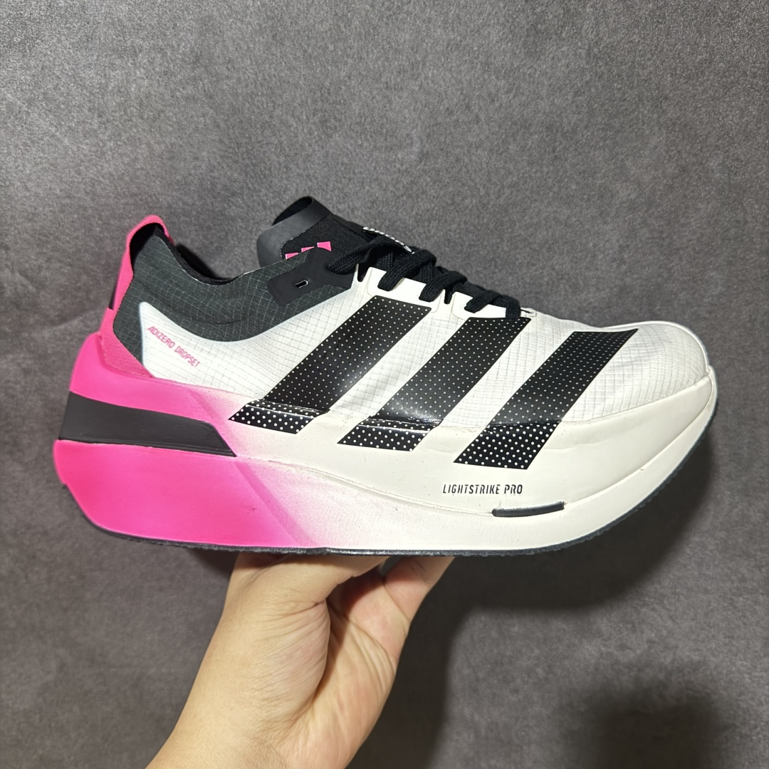 【公司级】Adidas Adizero Dropset Elite 阿迪达斯 舒适贴合 Hyrox 马拉松训练跑步鞋 整体采用前作的设计语言 并且对后者的细节进行升级 马拉松和长距离路跑的性能极限设计而生 货号：LA6227 尺码：36-40-选品中心