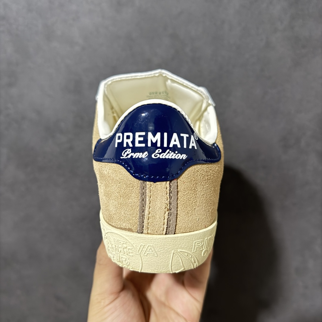 图片[4]-【公司级】普瑞米亚达 Premiata Lander Trainers 兰诺系列米字复古百搭休闲运动板鞋 premiata是意大利品牌PREMIATA依据国际高标准，使用意大利面料和精致皮革制做运动鞋，此外，根据不同的型号，采用世界各地优质技术供应商提供的鞋底。PREMIATA致力于将传统制鞋方法，以及高科技研发成果融入鞋履设计中。这个创立于1885年的制鞋品牌，通过对历史进行现代演绎，以极度热忱和无限创意打造出一款款鞋履作品，是顶级意大利手工艺代表。 普瑞米亚达意大利名品百年历史，所有工艺全手工打造，米“字一样的LOGO简称米字鞋。完美的融合了传统的制鞋方法和高科技研发成果，设计出了独具特色的外观，打造出了完全贴合人们脚型的鞋履。上脚舒适美… ❶面料：原版定制牛皮➕牛猄 ❷内里：原版定制羊皮 ❸垫脚：原版羊皮注塑成型 ❹大底：原版开模PU发泡大底 ❺包装：原版全套包装 货号：491514-W1EB7-1053 尺码：36-45没半码-选品中心
