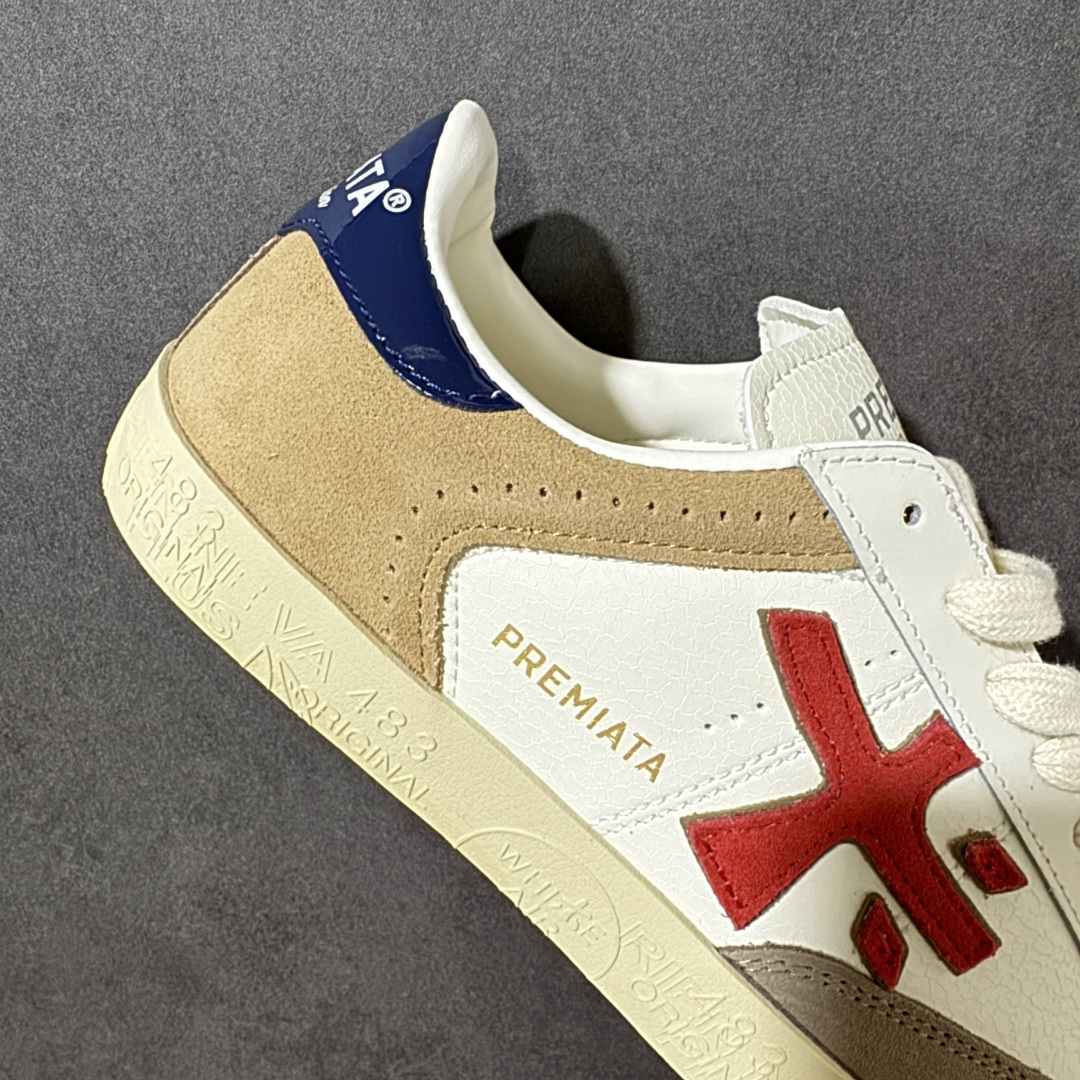 图片[7]-【公司级】普瑞米亚达 Premiata Lander Trainers 兰诺系列米字复古百搭休闲运动板鞋 premiata是意大利品牌PREMIATA依据国际高标准，使用意大利面料和精致皮革制做运动鞋，此外，根据不同的型号，采用世界各地优质技术供应商提供的鞋底。PREMIATA致力于将传统制鞋方法，以及高科技研发成果融入鞋履设计中。这个创立于1885年的制鞋品牌，通过对历史进行现代演绎，以极度热忱和无限创意打造出一款款鞋履作品，是顶级意大利手工艺代表。 普瑞米亚达意大利名品百年历史，所有工艺全手工打造，米“字一样的LOGO简称米字鞋。完美的融合了传统的制鞋方法和高科技研发成果，设计出了独具特色的外观，打造出了完全贴合人们脚型的鞋履。上脚舒适美… ❶面料：原版定制牛皮➕牛猄 ❷内里：原版定制羊皮 ❸垫脚：原版羊皮注塑成型 ❹大底：原版开模PU发泡大底 ❺包装：原版全套包装 货号：491514-W1EB7-1053 尺码：36-45没半码-选品中心