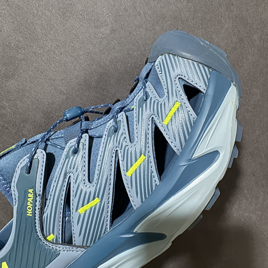 图片[8]-【PE纯原版】HOKA One One Hopara Sandals 霍帕拉系列水路两用溯溪涉水休闲户外露营凉鞋 作为先锋品牌的 HOKA ONE ONE总是以独特的方式 HOPA RA是一款溯溪鞋 又名排水鞋 可长期用于涉水和溯溪 保护脚底和脚趾的安全和舒适 鞋面材料速干 透气 耐磨 鞋底防滑 耐磨 抓地能力强 出于安全考虑 设计要求较高 涉水溯溪过程中 水 泥沙 可以直接从鞋内大孔排出 细纹鞋底使在岩石上抓地能力强 避免打滑 而上路后 鞋面具有快干透气等优点 尺码：36 36.5 37.5 38 39 40 40.5 41 42 42.5 43 44 45-选品中心
