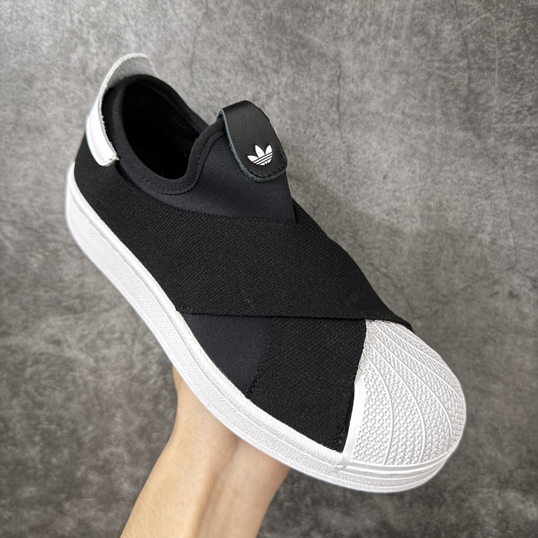 图片[3]-【渠道纯原】AD Superstar 2 Slip-On Shoes 贝壳头交叉绑带一脚蹬板鞋 KH8210 独家控货 平台正单 全鞋百分百原材料 全鞋电脑针车 Logo针车间距针数原版一致 皮料切割冲裁零瑕疵 原鞋一致含胶量大底 原盒中文内外标 大几率过验 不对比市面只对比原鞋 只服务最高端市场 尺码：36 36.5 37 38 38.5 39 40 40.5 41 42 42.5 43 44 44.5 45-选品中心