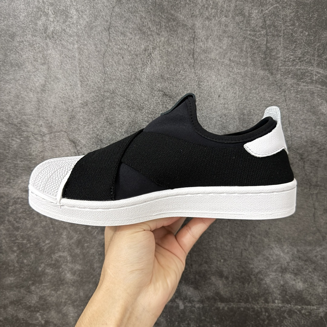 图片[2]-【渠道纯原】AD Superstar 2 Slip-On Shoes 贝壳头交叉绑带一脚蹬板鞋 KH8210 独家控货 平台正单 全鞋百分百原材料 全鞋电脑针车 Logo针车间距针数原版一致 皮料切割冲裁零瑕疵 原鞋一致含胶量大底 原盒中文内外标 大几率过验 不对比市面只对比原鞋 只服务最高端市场 尺码：36 36.5 37 38 38.5 39 40 40.5 41 42 42.5 43 44 44.5 45-选品中心