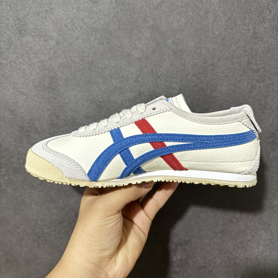 图片[2]-特价【GQ福利】Onitsuka Tiger鬼塚虎 Mexico 66 舒适百搭 经典复古 耐磨透气 低帮 休闲 跑步鞋 男女同款 鬼冢虎经典复古休闲鞋，复古鞋型永不过时。皮革拼翻毛皮鞋面质感出众，标志性撞色虎爪条纹极具辨识度，生胶大底轻便防滑。百搭低帮版型，轻松驾驭各类日常穿搭，是复古风穿搭不可缺少的单品。 尺码：36 37 37.5 38 39 39.5 40 40.5 41 42 42.5 43.5 44 45 货号：TH2J4L-0142-选品中心