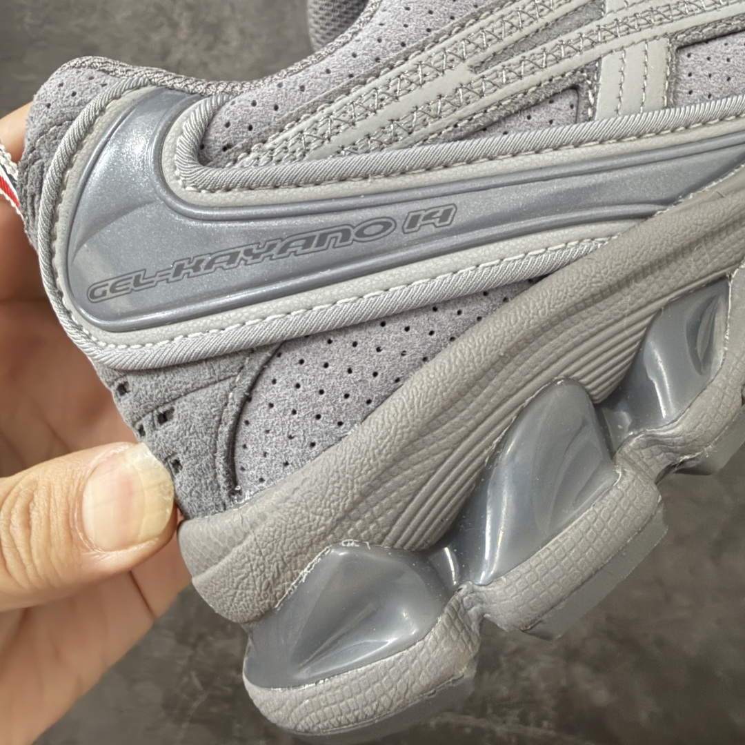 图片[3]-【Zok版本】TB x Kayano 14 联名 ASICS x Thom Browne x GEL-KAYANO 14 亚瑟士系列复古舒适织物合成革减震防滑耐磨低帮休闲跑步鞋 私人订单 顶级版本 原版采购1比1开发 配件齐 原装纸板楦头 独家私模五层组合大底 原厂定制缓震硅胶加持 原盒原配 官方四联吊牌 一比一同步原鞋工艺和用料 鞋面原厂“三明治”多层网布 区别其他同价版本 鞋垫采用原厂OrthoLite欧索莱材质 非普通海玻璃鞋垫 后跟一样采用了GEL缓震胶 整体系列设计非常的科技感 锻炼跑步的同时让你一样时尚百搭 尺码：36 37 37.5 38 39 39.5 40 40.5 41.5 42 42.5 43.5 44 44.5 45 46.5 47-选品中心